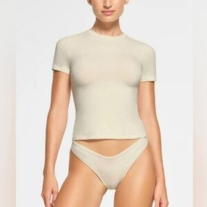 SKIMS COTTON JERSEY T SHIRT TOP Marble White Xlarge SHIRT NWT